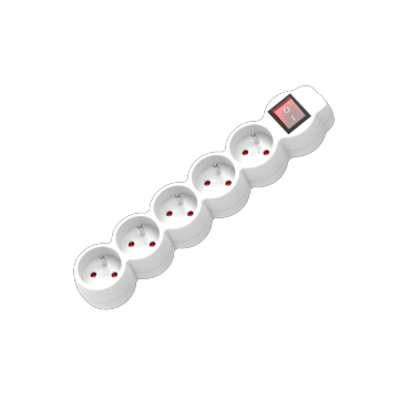 France 5-way power strip with light switch